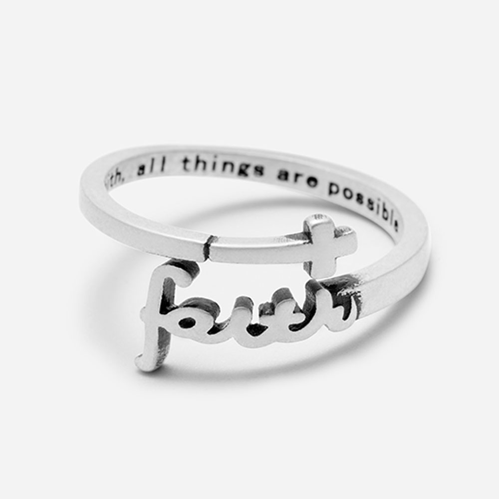 Faith Script Christian 925 Sterling Silver Ring
