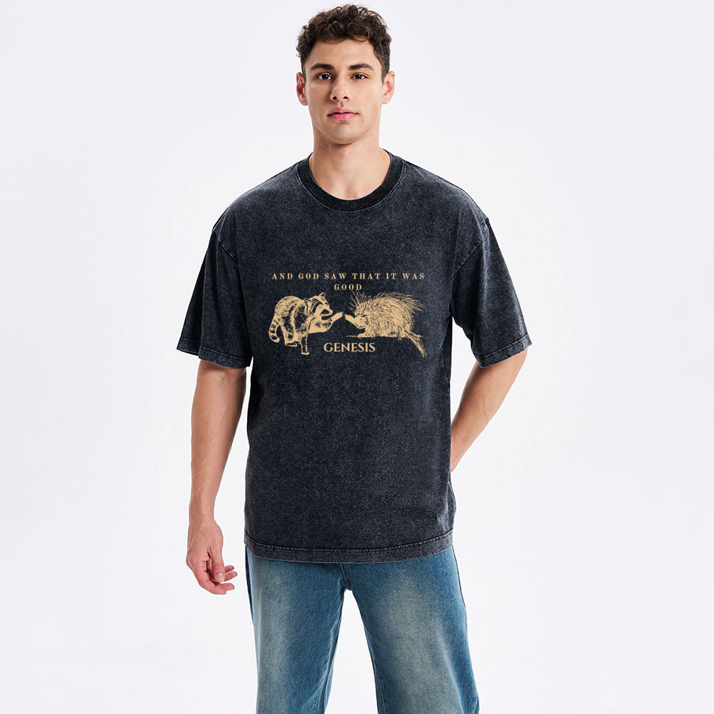 And God Saw That It Was Good Christian Washed T-Shirt