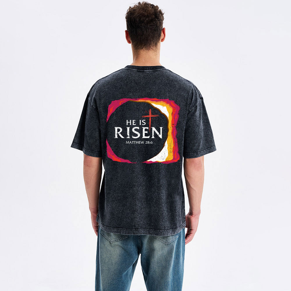 He Is Risen Christian Washed T-Shirt