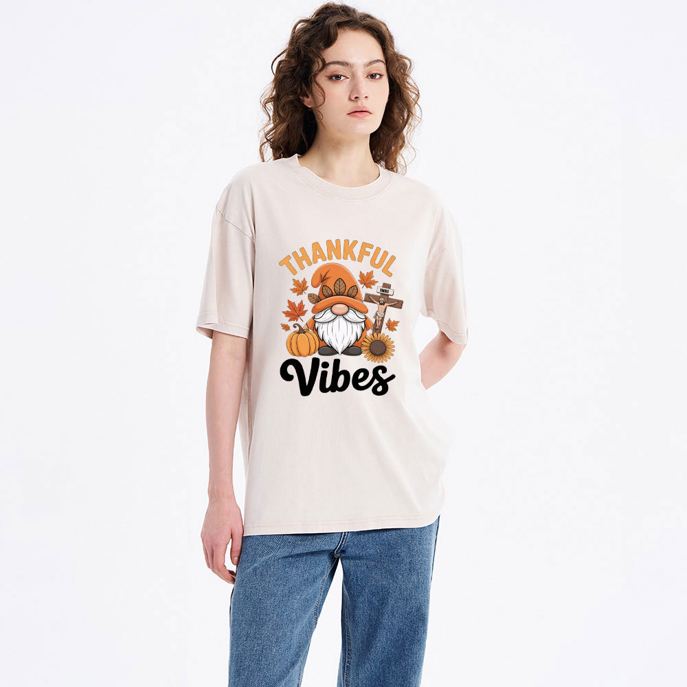 Thankful Vibes Christian Washed T-Shirt