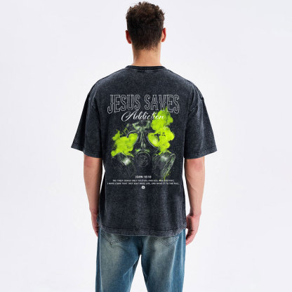 Jesus Saves Christian Washed T-Shirt