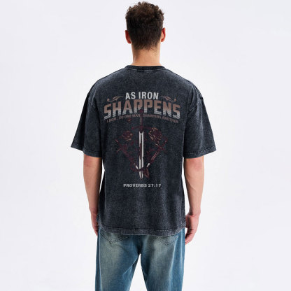 As Iron Sharpens Christian Washed T-Shirt