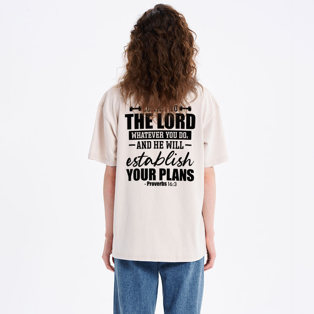 Commit To The Lord Whatever You Do Christian Washed T-Shirt