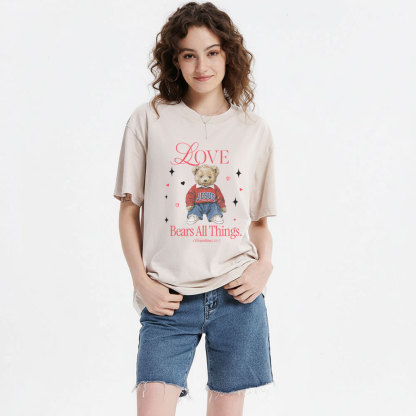 Love Bears All Things New Christian Washed T-Shirt