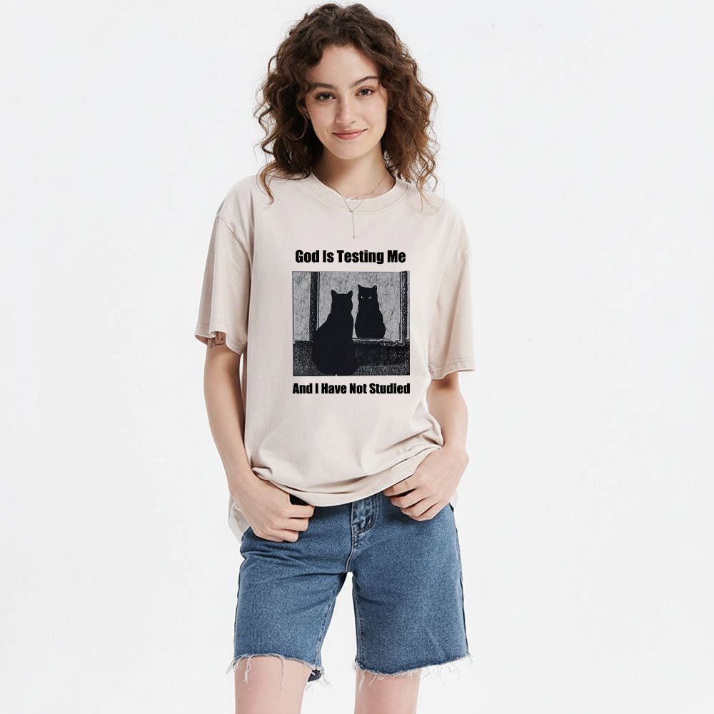 God Is Testing Me And I Have Not Studied Christian Washed T-Shirt