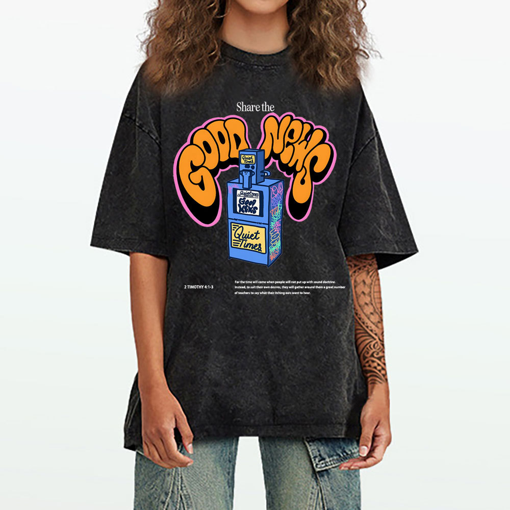 Share The Good News Chirstian Washed T-Shirt