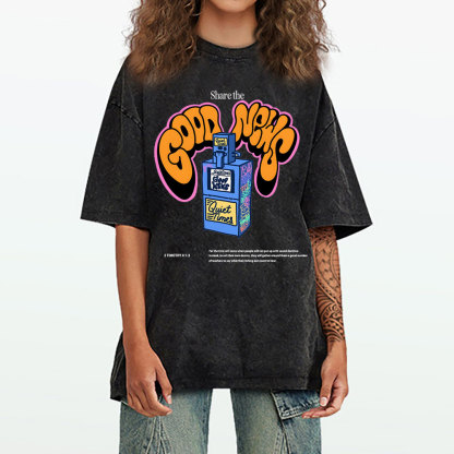 Share The Good News Chirstian Washed T-Shirt