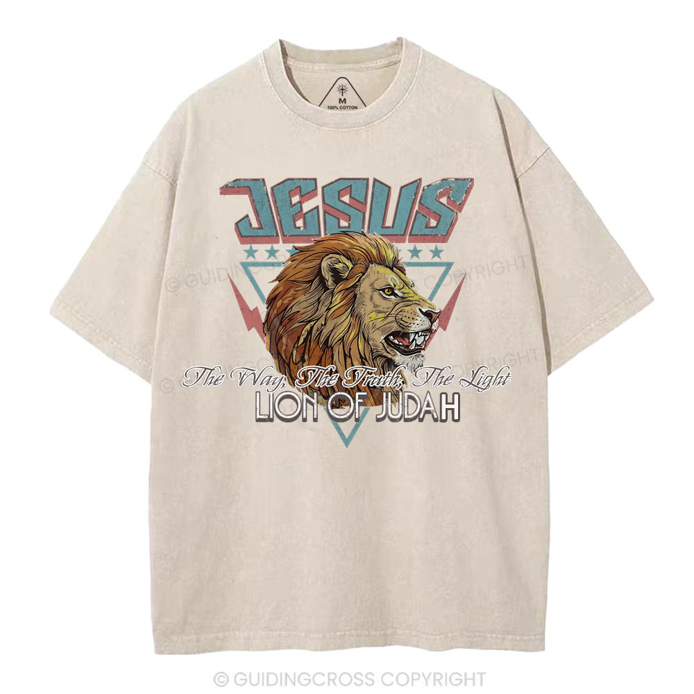 Jesus Lion Of Juda Christian Washed T-Shirt
