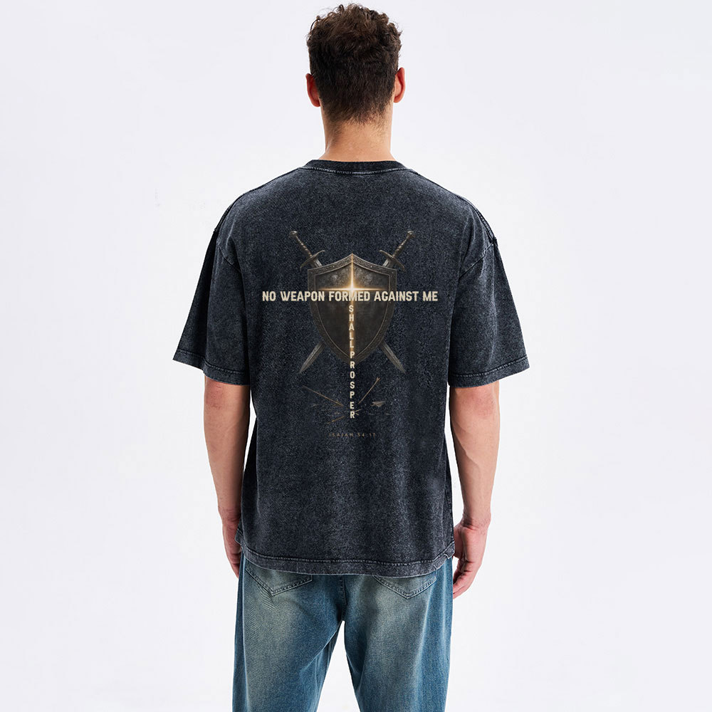 No Weapon Against Me Christian Washed T-Shirt