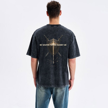 No Weapon Against Me Christian Washed T-Shirt
