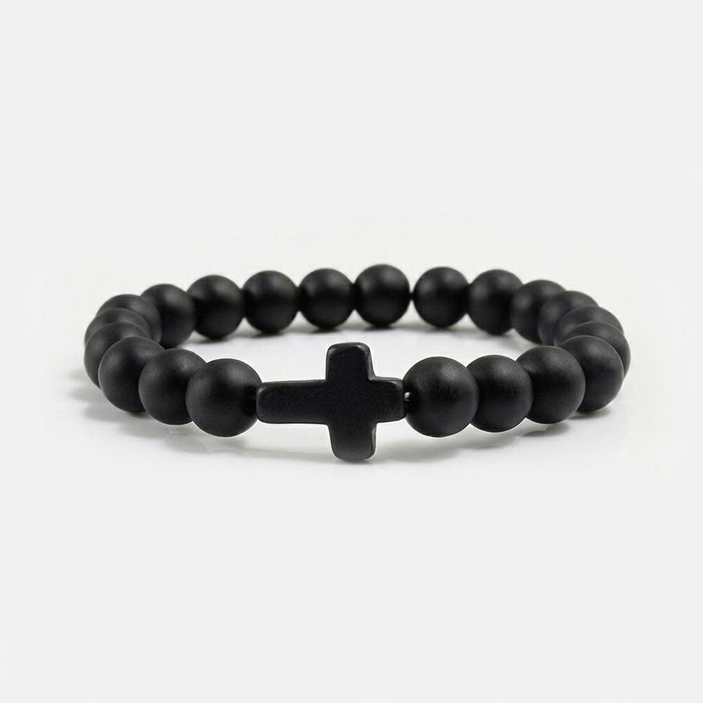 Jesus Cross Bracelet Handmade Beaded Stretch 