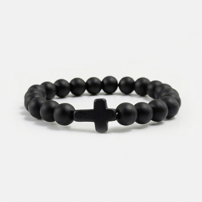 Jesus Cross Bracelet Handmade Beaded Stretch 
