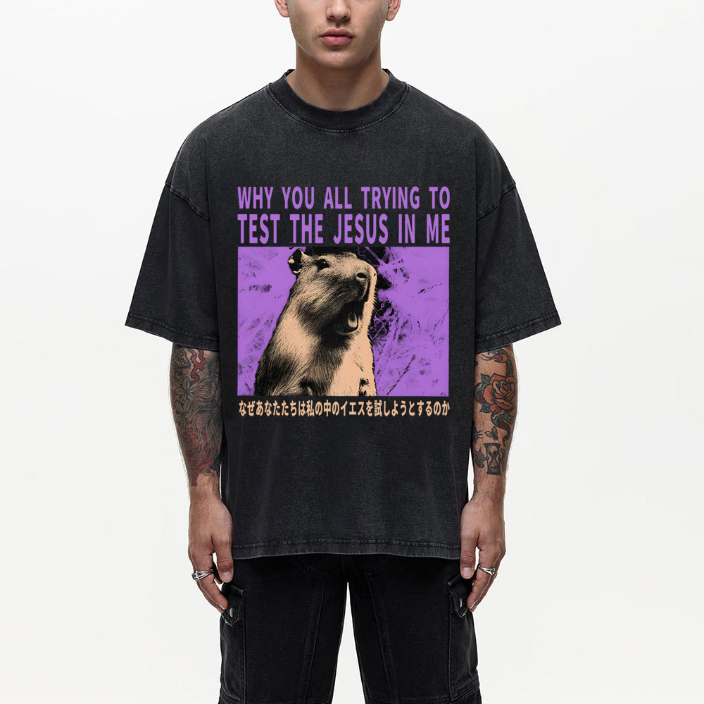 Why You All Trying To Test The Jesus In Me  Christian Washed T-Shirt