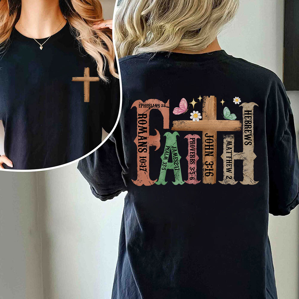 Retro Faith Cross Christian T-Shirt