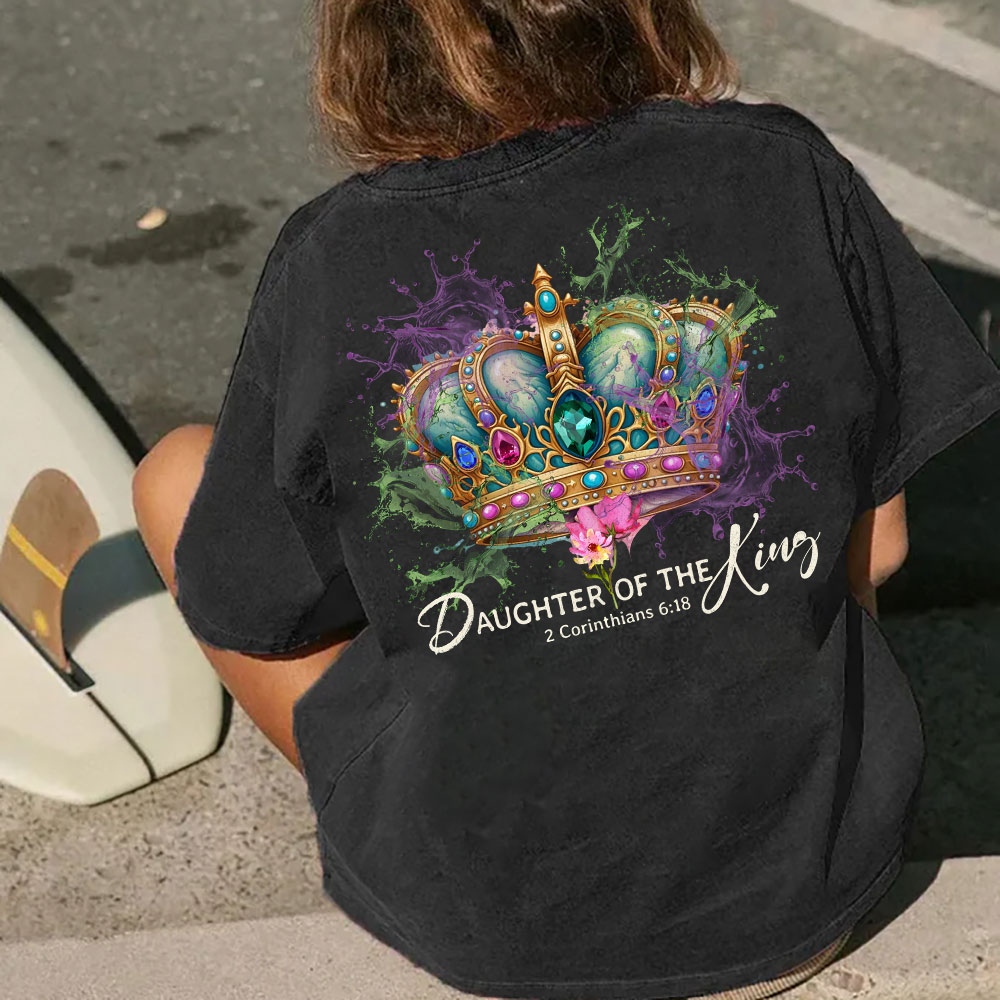 Jesus Daughter Of King Christian Washed T-Shirt