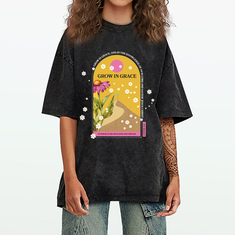 Grow In Grace Christian Washed T-Shirt