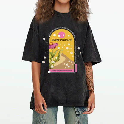 Grow In Grace Christian Washed T-Shirt