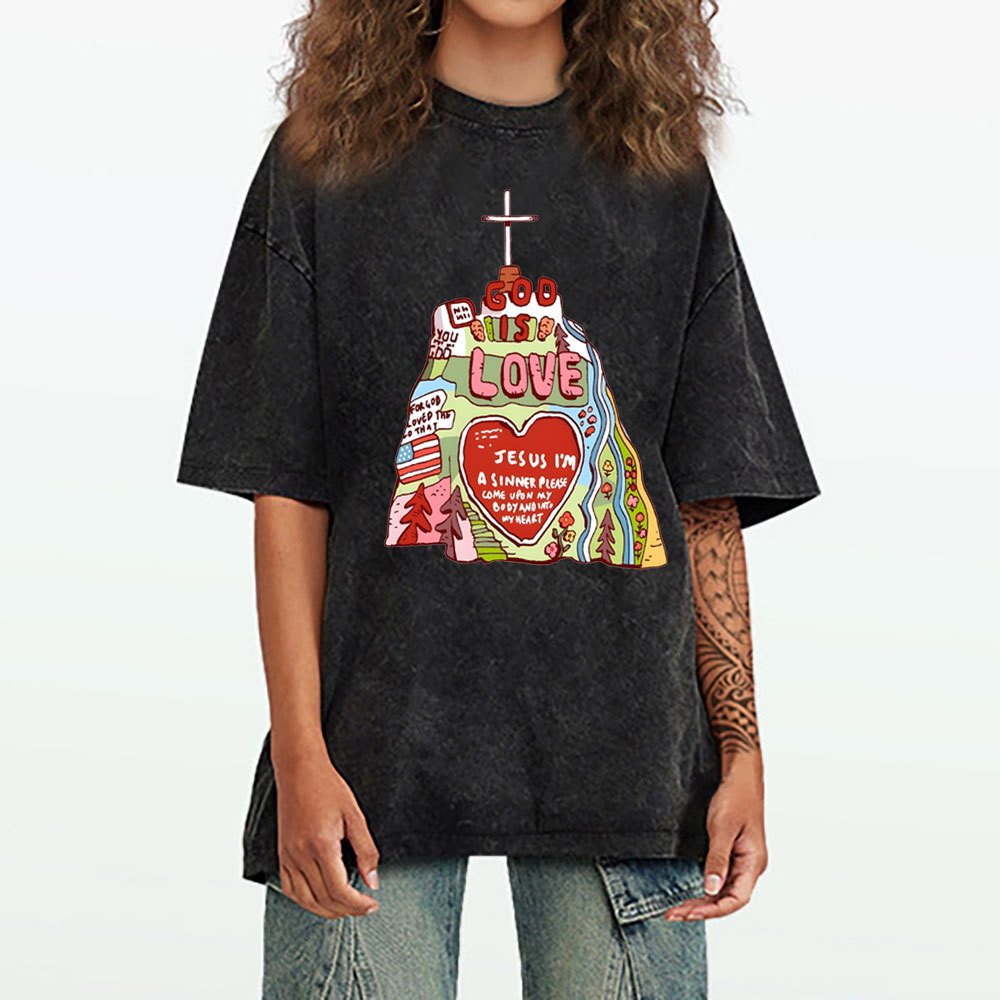 God Is Love  Christian washed T-Shirt