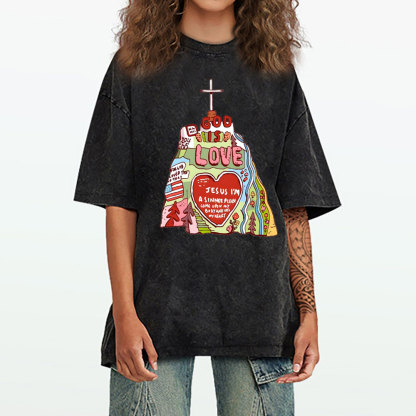 God Is Love  Christian washed T-Shirt