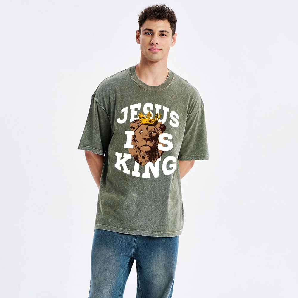 Jesus Is King Christian Washed T-Shirt