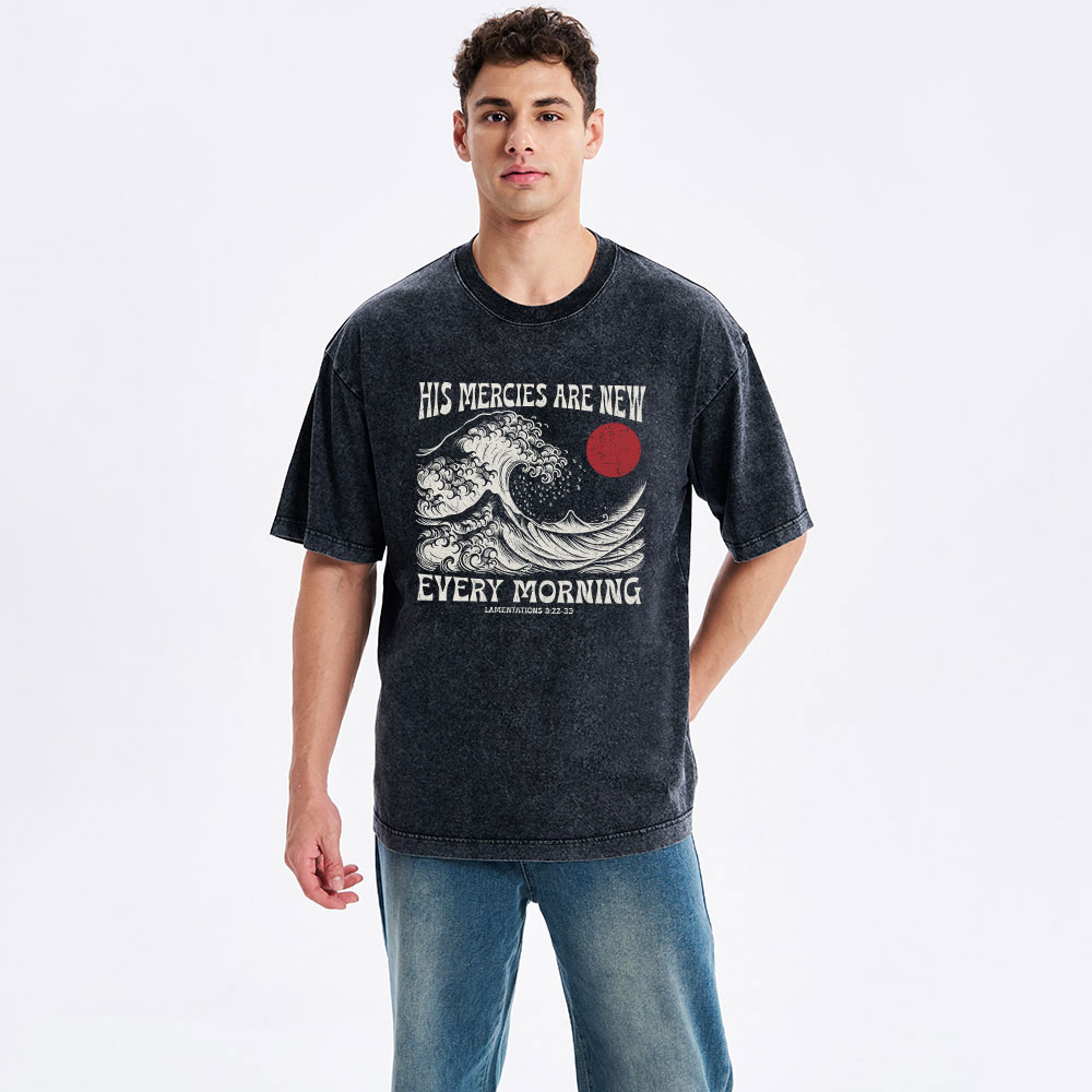 His Mercies Are New  Christian Washed T-Shirt