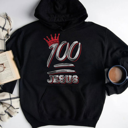 100 Jesus With Crown Christian Hoodie
