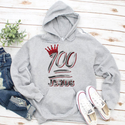 100 Jesus With Crown Christian Hoodie