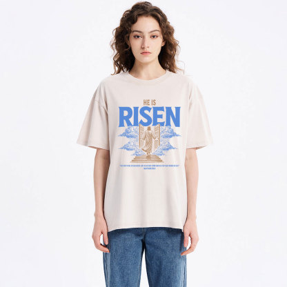 He Is Risen Christian Washed T-Shirt