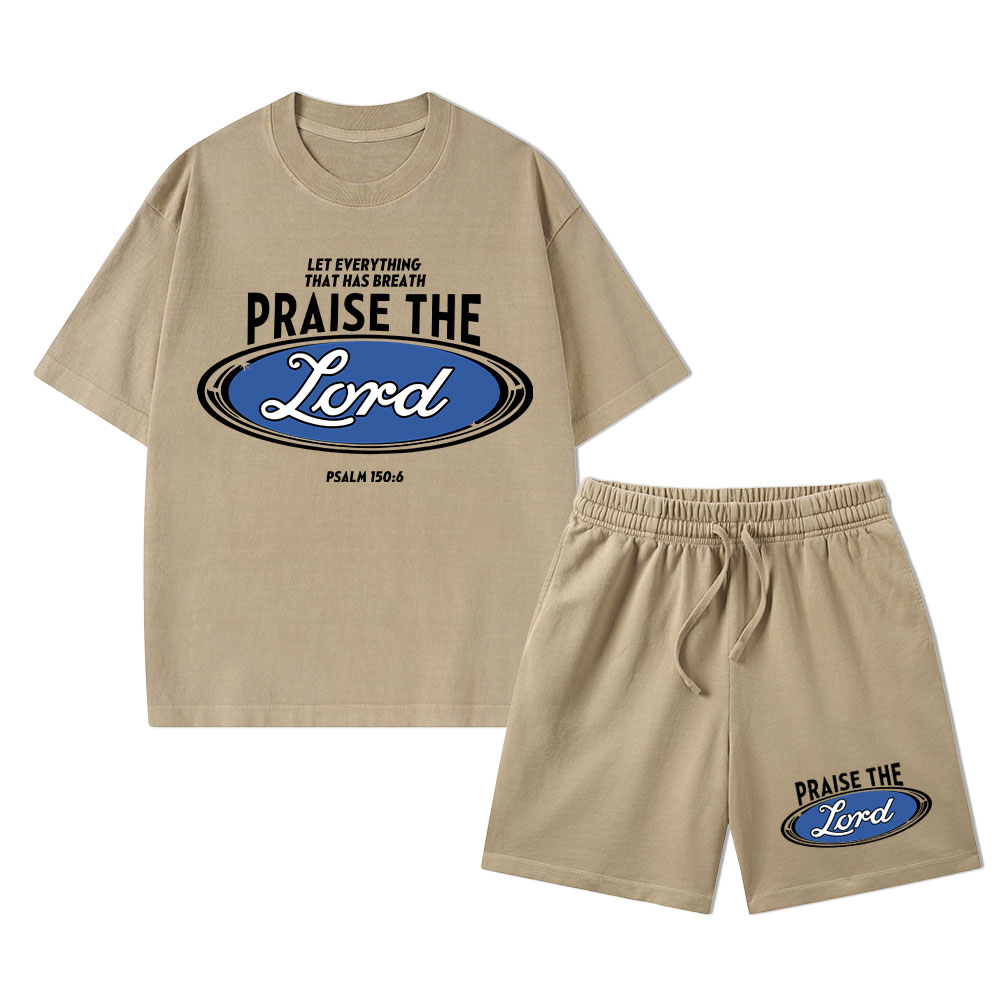 Praise The Lord Christian Washed T-Shirt & Shorts