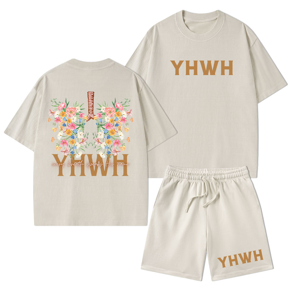 YHWH Every Breath Speaks His Name Christian Washed T-Shirt & Shorts
