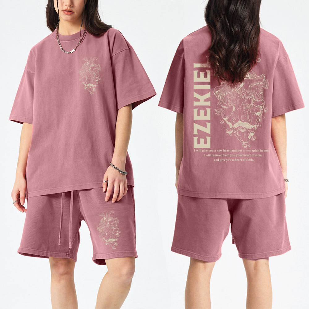 I Will Give You A New Heart And Put A New Spirit Christian Washed T-Shirt & Shorts