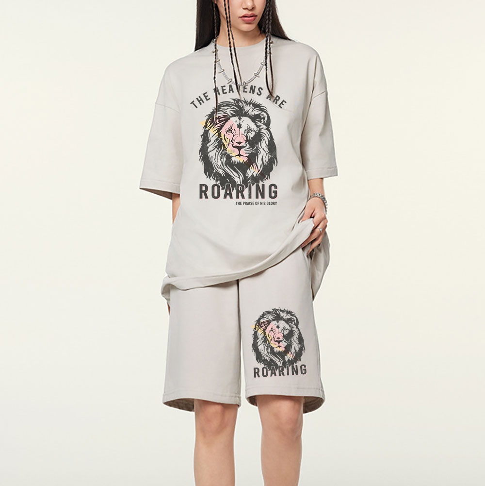 The Heavens Are Roaring Christian Washed T-Shirt & Shorts