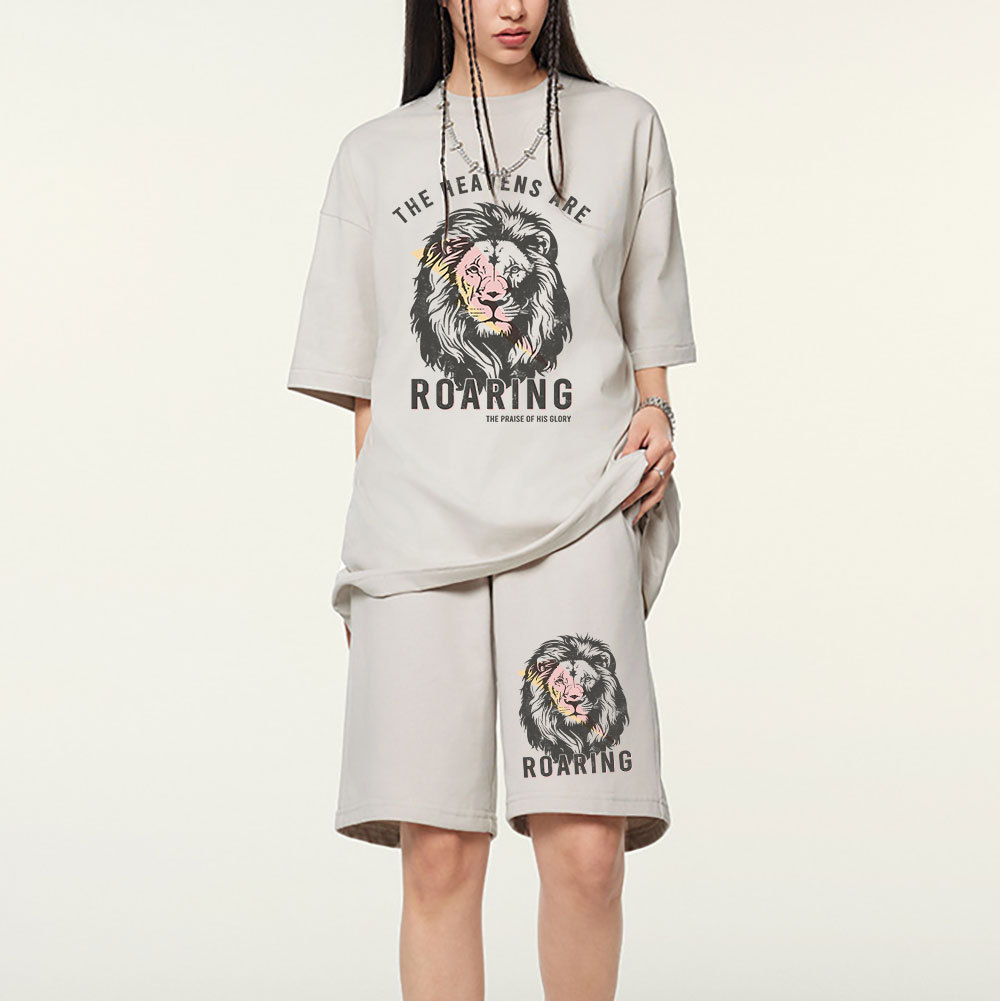 The Heavens Are Roaring Christian Washed T-Shirt & Shorts