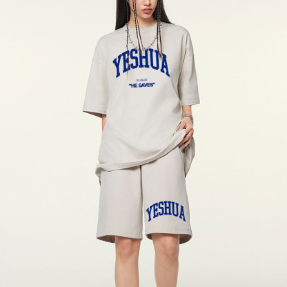 Yeshua He Saves Christian Washed T-Shirt & Shorts