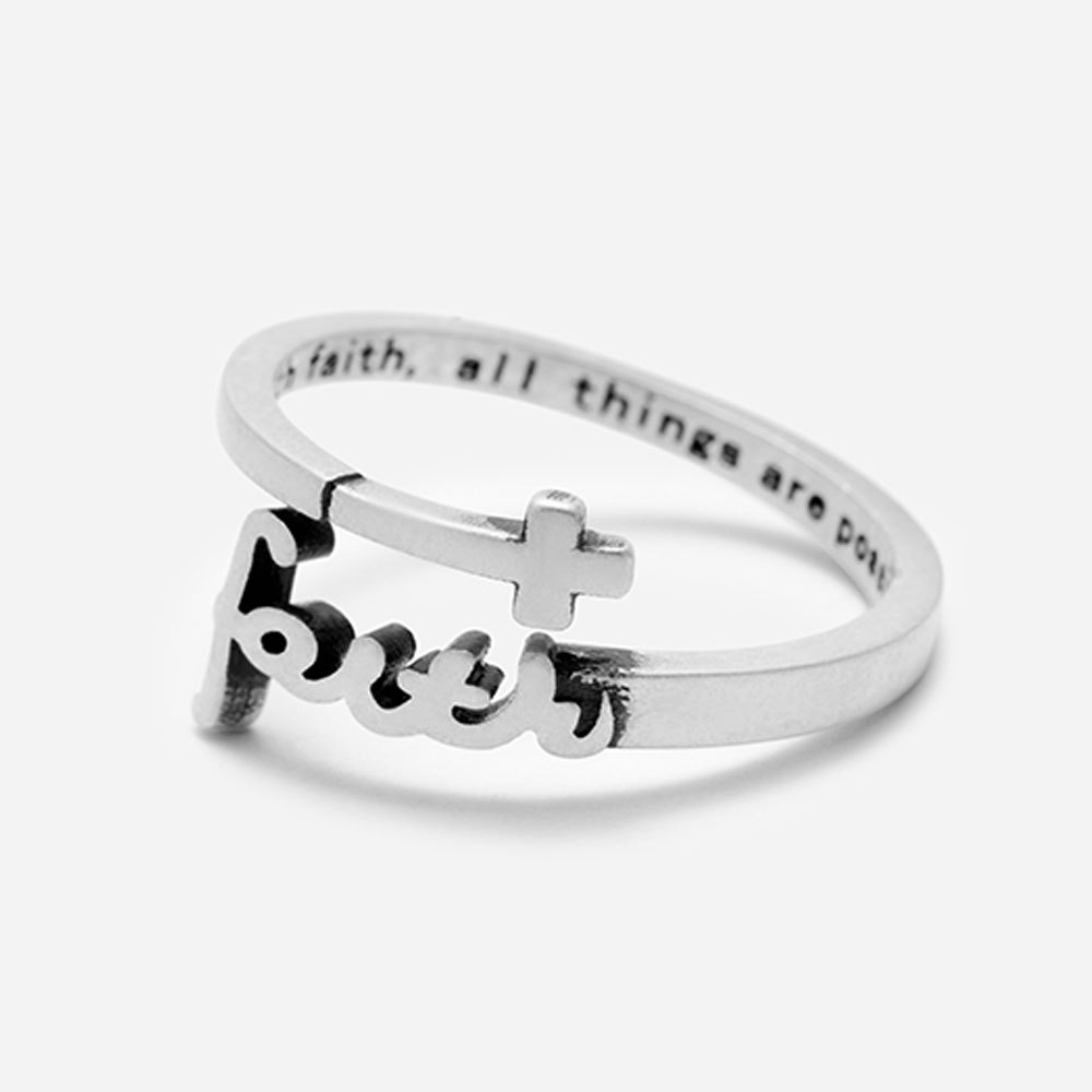 Faith Script Christian 925 Sterling Silver Ring