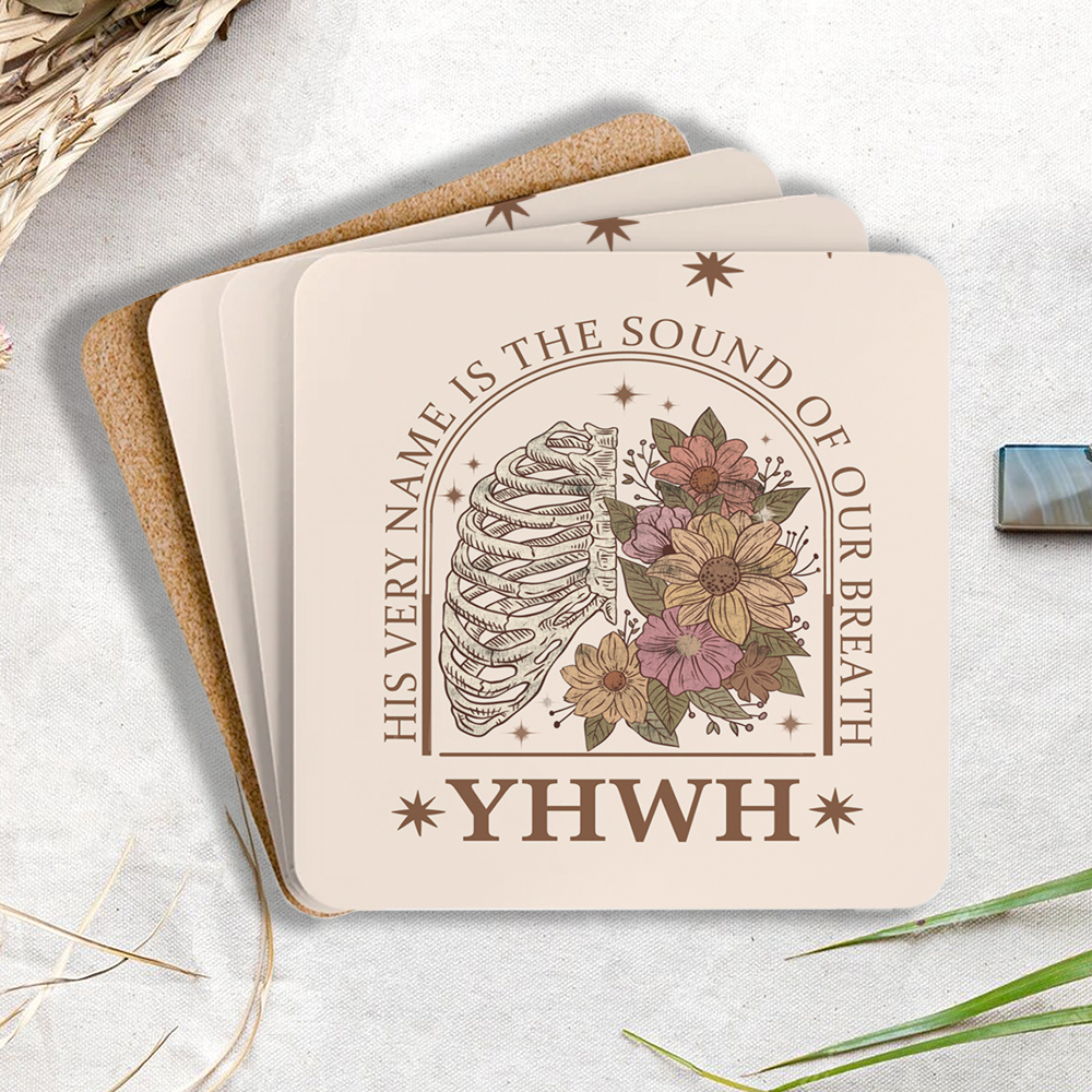 YHWH Christian Wooden Printed Coasters 