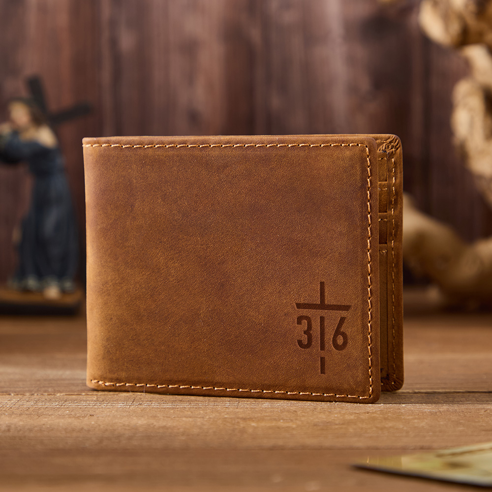 Personalized Cross And Flower Leather Wallet Sale - GuidingCross