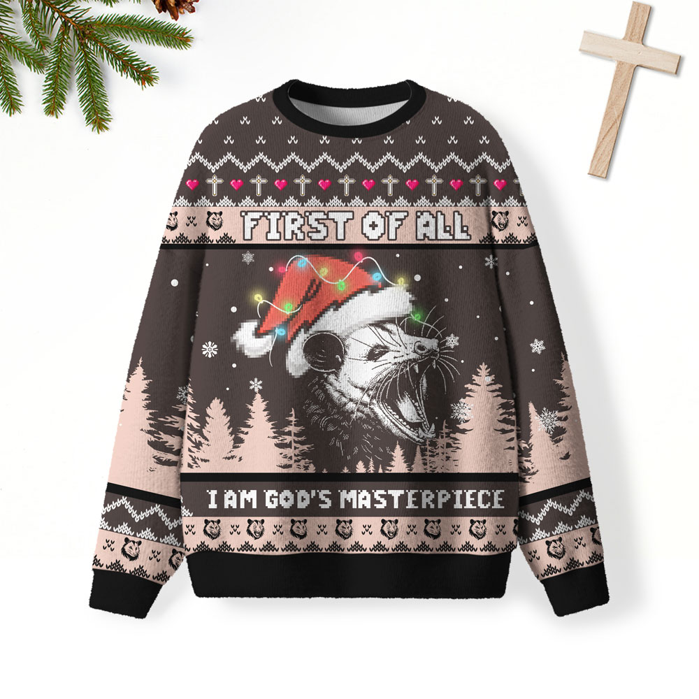 First Of All I Am God's Masterpiece Furry Christian Lightweight Sweater