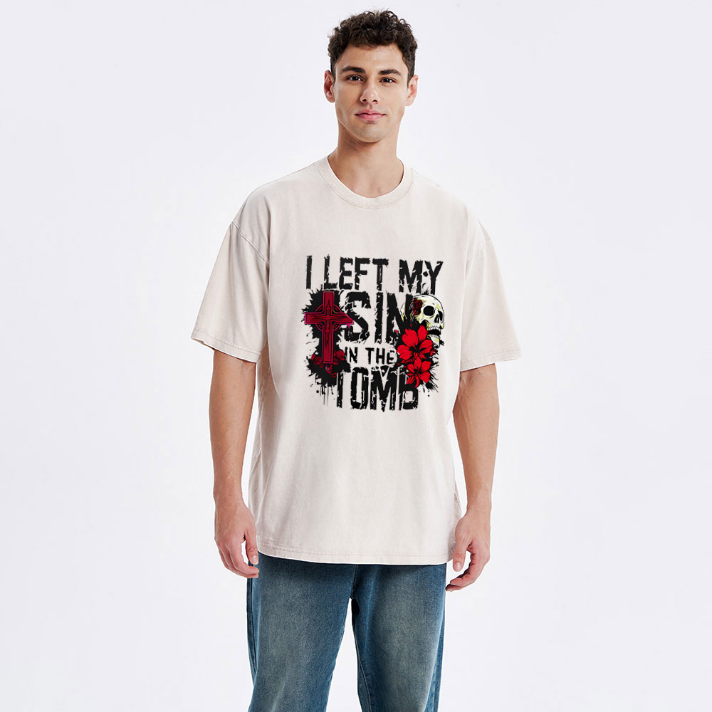 I Left My Sin In The Tomb Christian Washed T-Shirt