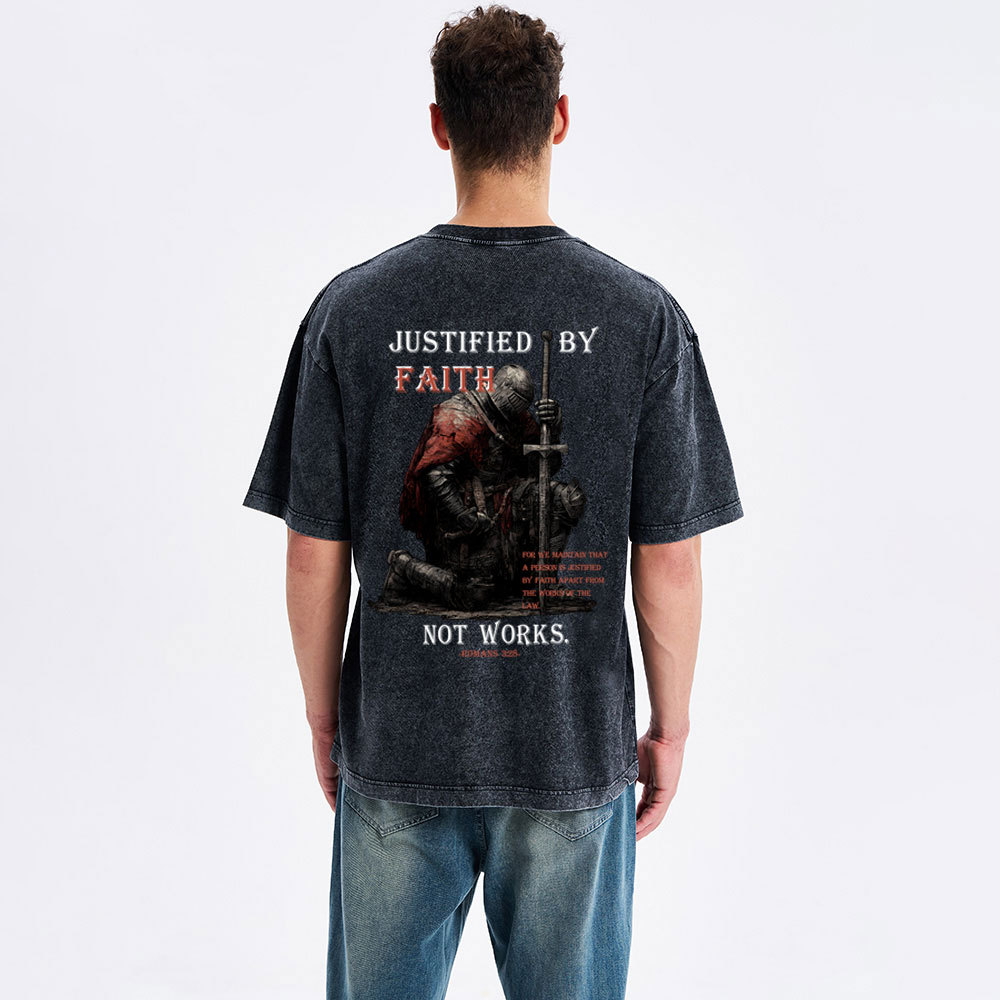 Justified By Faith Christian Washed T-Shirt