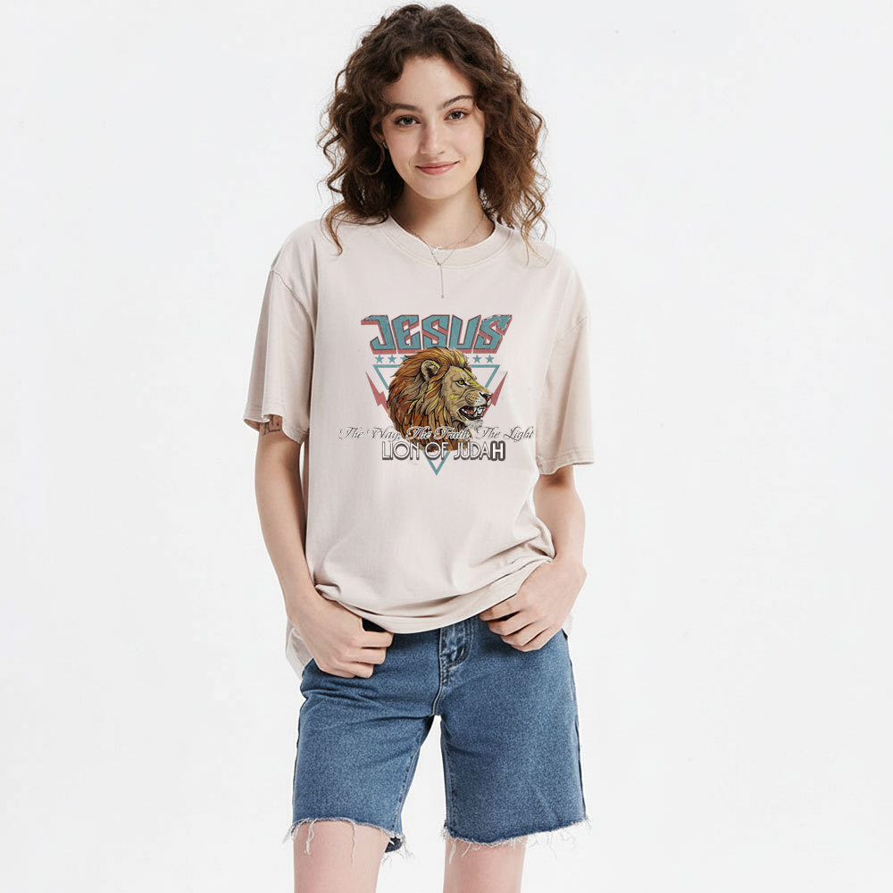 Jesus Lion Of Juda Christian Washed T-Shirt