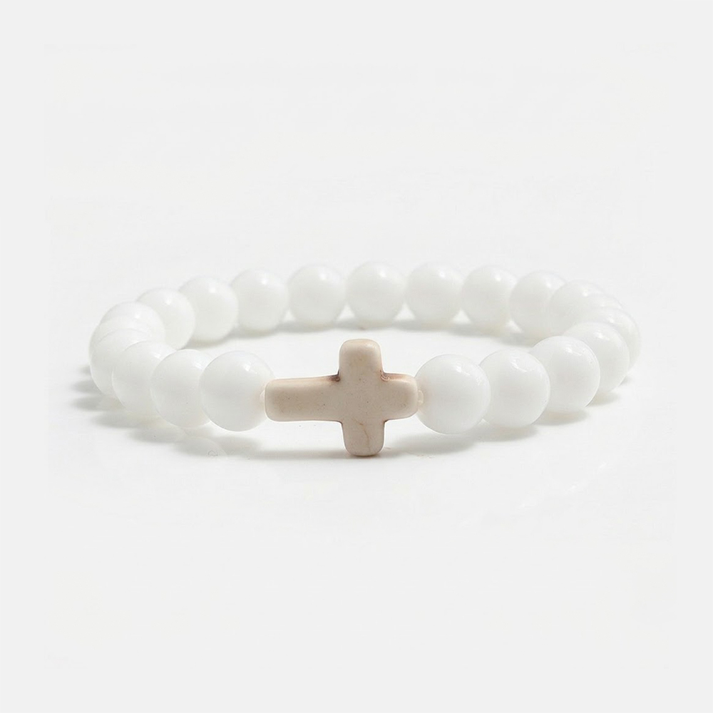 Jesus Cross Bracelet Handmade Beaded Stretch 