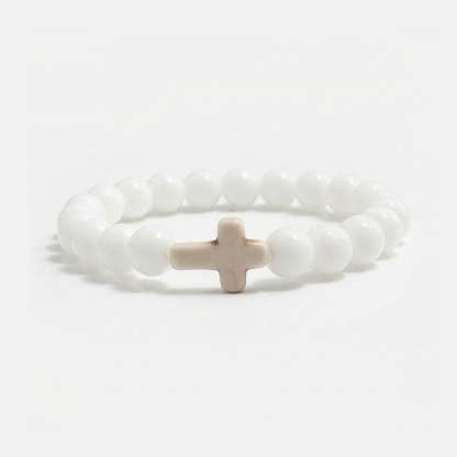Jesus Cross Bracelet Handmade Beaded Stretch 
