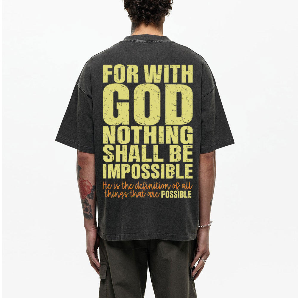 For With God Christian Washed T-Shirt