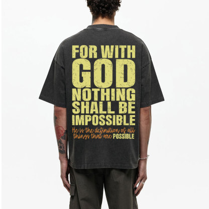 For With God Christian Washed T-Shirt