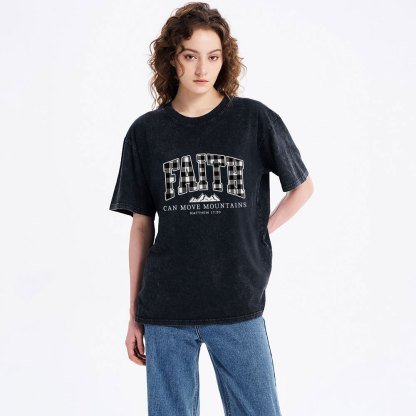 Faith Can Move Mountains Christmas Christian Washed T-Shirt