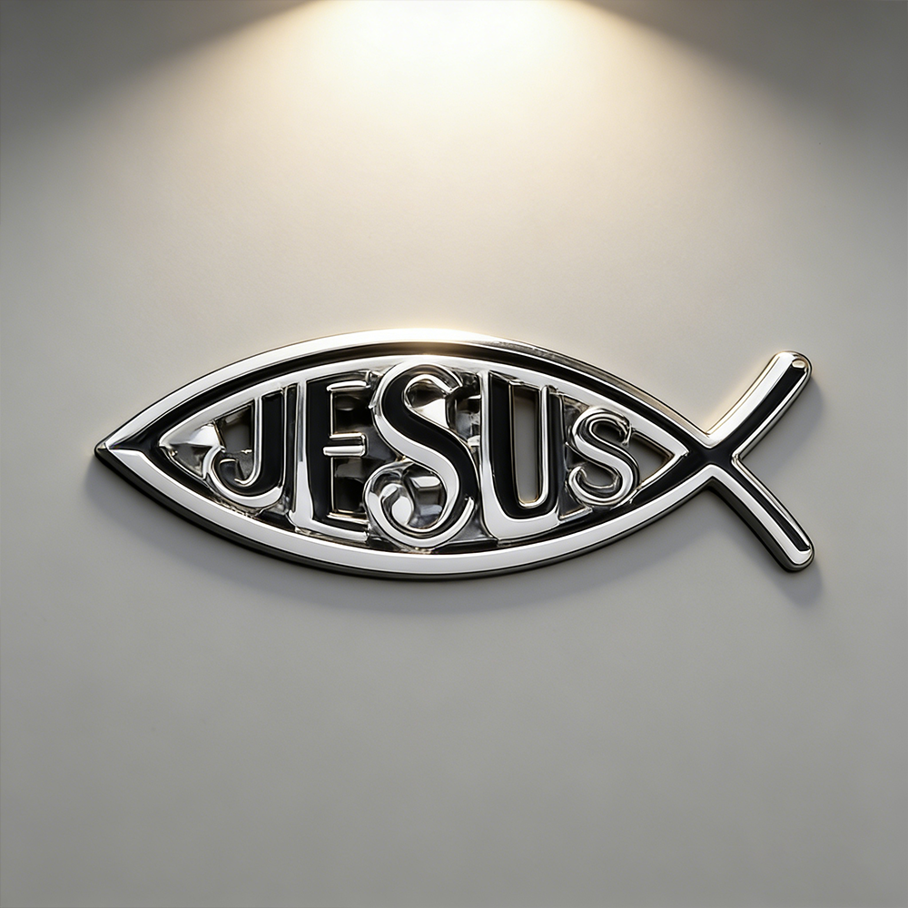 Christian Jesus Fish Metal Car Emblem Badge