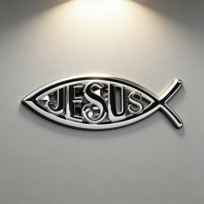 Christian Jesus Fish Metal Car Emblem Badge