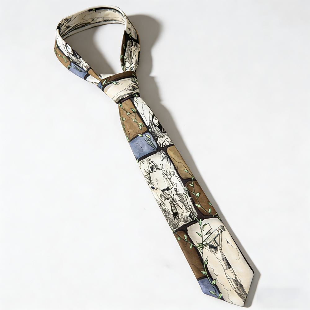 Retro Christian All-Over Print Polyester Necktie