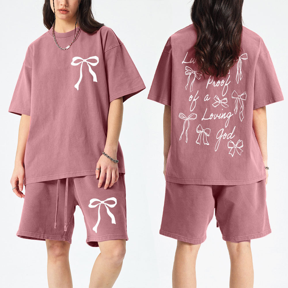 Living Proof Of A Loving God Christian Washed T-Shirt & Shorts